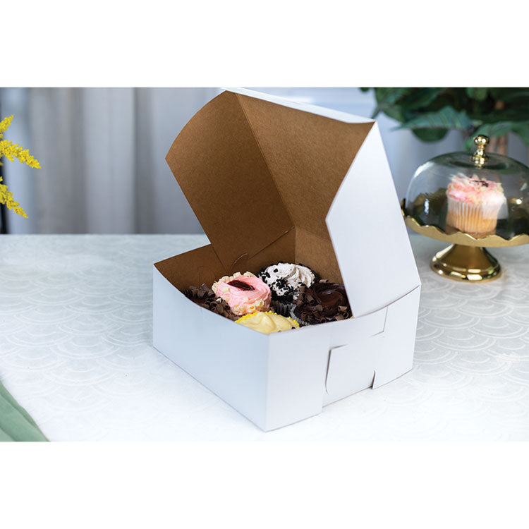 Bakery Boxes, Standard, 9 x 9 x 2.5, White, Paper, 250/Carton