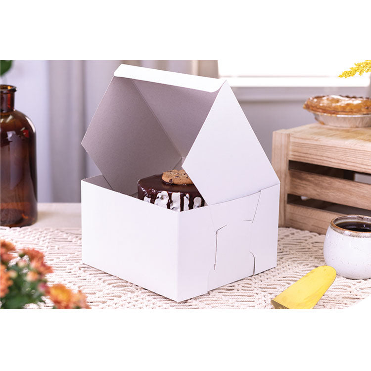 Bakery Boxes, Standard, 8 x 8 x 5, White, Paper, 100/Carton
