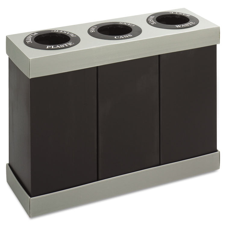 At-Your-Disposal Recycling Center, Three 84 gal Bins, Polyethylene, Black