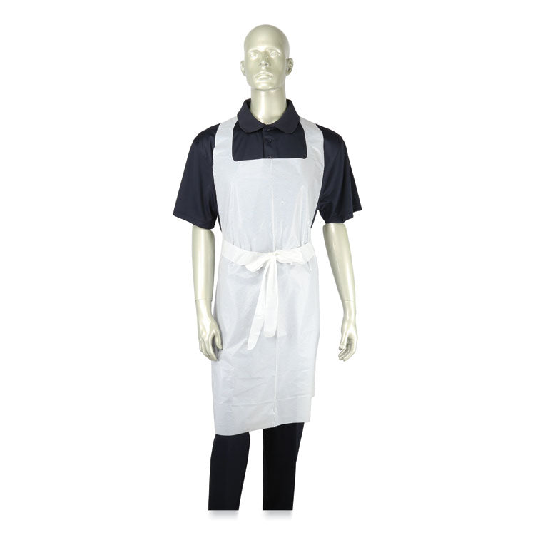 Heavyweight Poly Aprons, 28 x 46, 1.77 mil, One Size Fits Most, White, 500/Carton