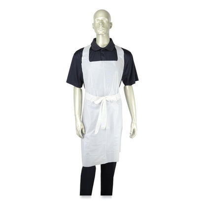Heavyweight Poly Aprons, 28 x 46, 1.77 mil, One Size Fits Most, White, 500/Carton