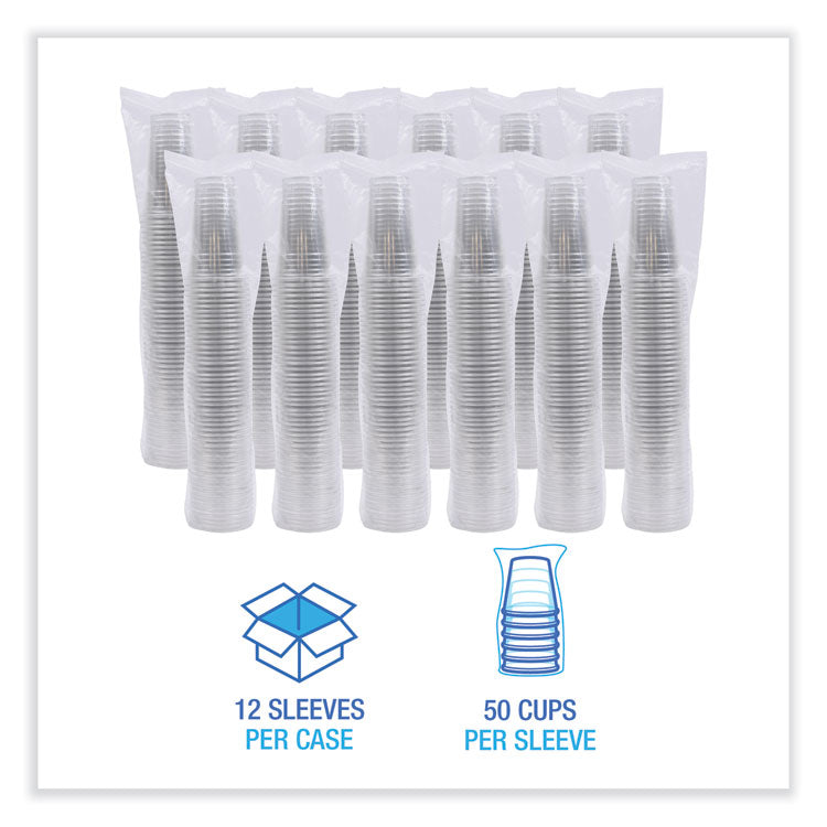 Clear Plastic PET Cups, 24 oz, 50 Cups/Sleeve, 12 Sleeves/Carton