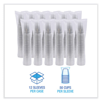 Clear Plastic PET Cups, 24 oz, 50 Cups/Sleeve, 12 Sleeves/Carton