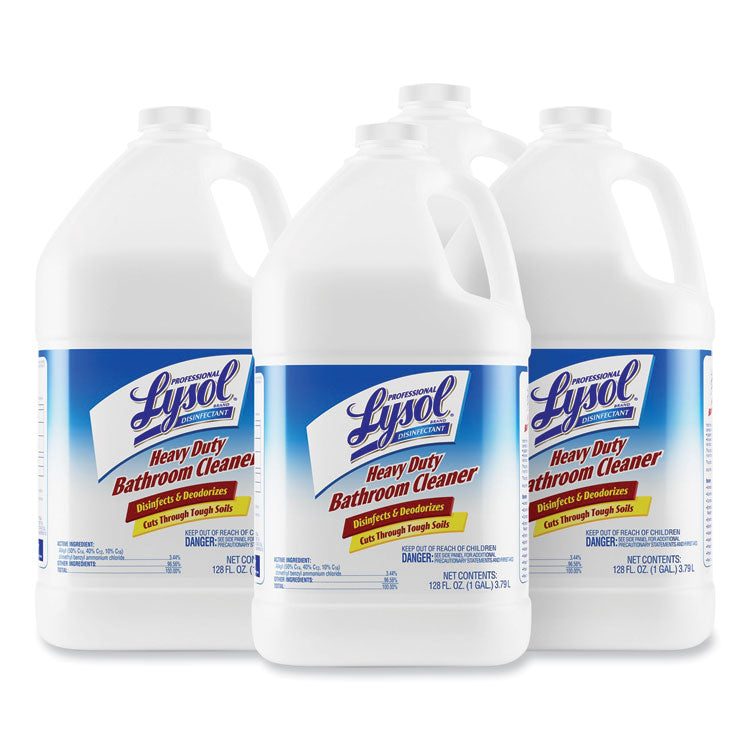 Disinfectant Heavy-Duty Bathroom Cleaner Concentrate, Fresh Lime Scent, 1 gal Bottle, 4/Carton
