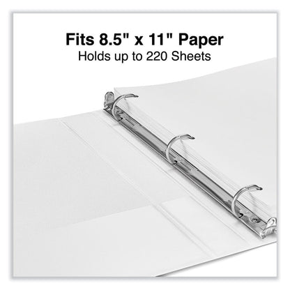 Slant D-Ring View Binder, 3 Rings, 1" Capacity, 11 x 8.5, White, 4/Pack