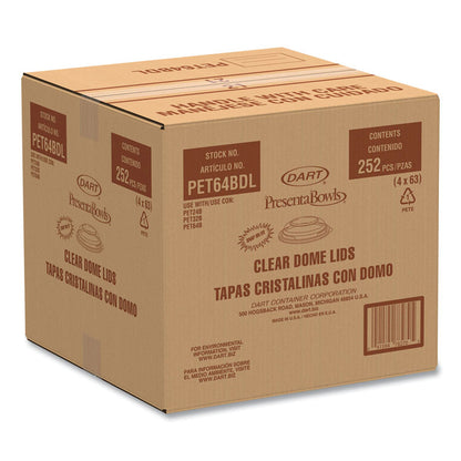PresentaBowls Lids, Clear, Fits 24 oz to 64 oz Bowls, 7.3" Diameter x 1.1" h, Plastic, 252/Carton