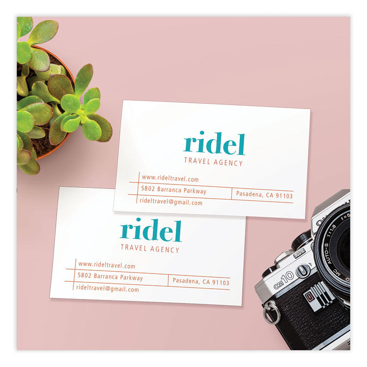 Print-to-the-Edge Microperforated Business Cards with Sure Feed Technology, Laser, 2 x 3.5, White, 8/Sheet, 20 Sheets/Pack