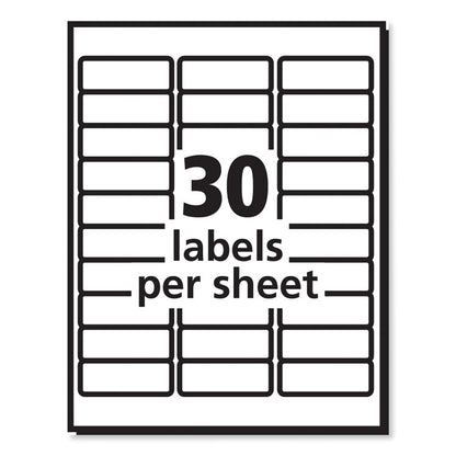 Labels, Laser Printers, 1 x 2.63, White, 30/Sheet, 250 Sheets/Box