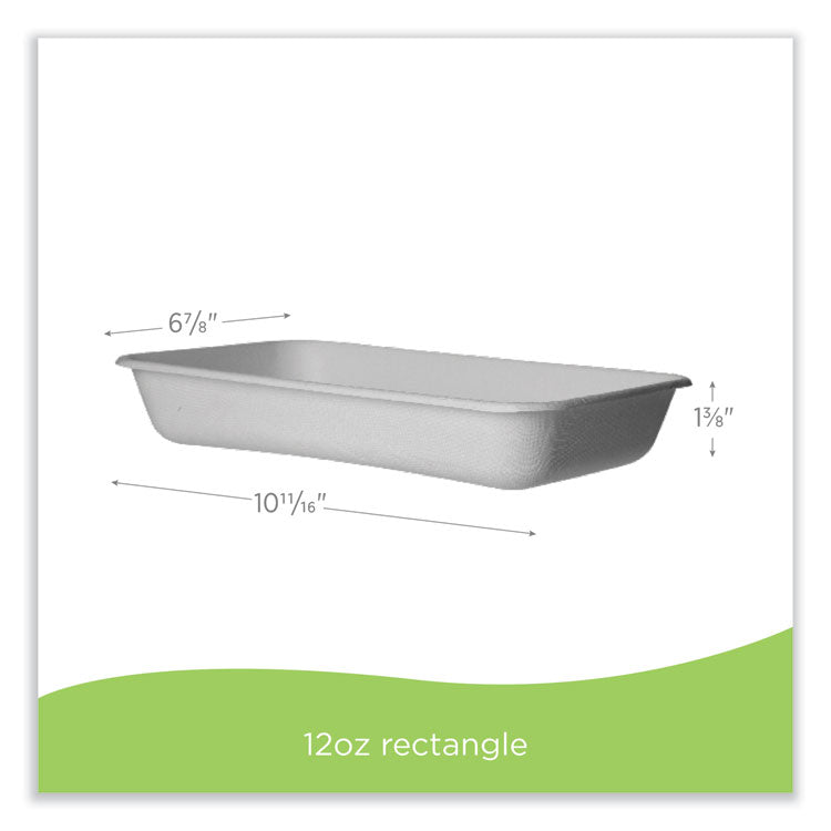 WorldView Renewable Molded Fiber Containers, 10.47 x 10.47 x 1.76, White, 200/Carton