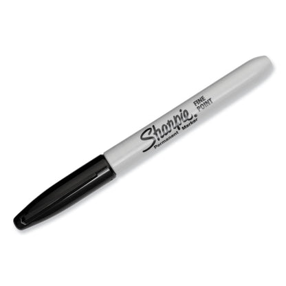 Fine Tip Permanent Marker, Stainless Steel Single Marker Case, Fine Bullet Tip, Black, 5/Pack