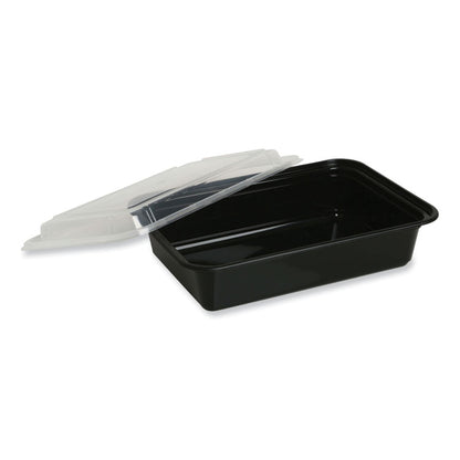 Microwavable Food Container with Lid, Rectangular, 32 oz, 8.81 x 6.02 x 2.24, Black/Clear, Plastic, 150/Carton