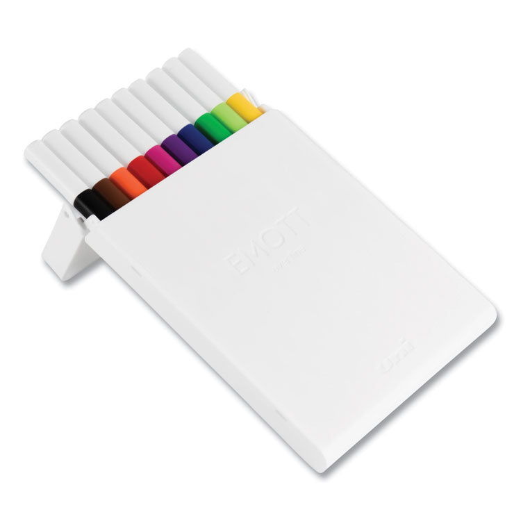EMOTT Porous Point Pen, Stick, Fine 0.4 mm, Assorted Ink Colors, White Barrel, 10/Pack