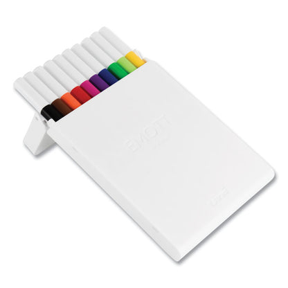 EMOTT Porous Point Pen, Stick, Fine 0.4 mm, Assorted Ink Colors, White Barrel, 10/Pack
