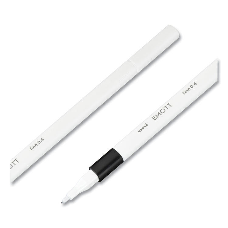 EMOTT Porous Point Pen, Stick, Fine 0.4 mm, Assorted Ink Colors, White Barrel, 10/Pack