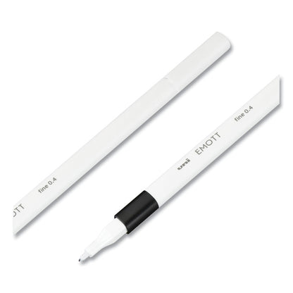 EMOTT Porous Point Pen, Stick, Fine 0.4 mm, Assorted Ink Colors, White Barrel, 10/Pack