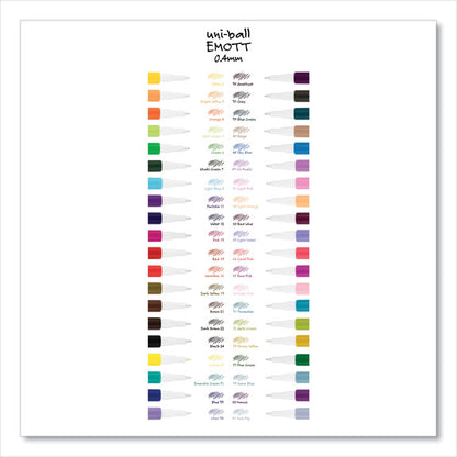 EMOTT Porous Point Pen, Stick, Fine 0.4 mm, Assorted Ink Colors, White Barrel, 10/Pack
