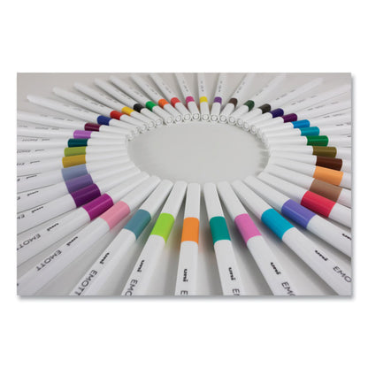 EMOTT Porous Point Pen, Stick, Fine 0.4 mm, Assorted Ink Colors, White Barrel, 10/Pack