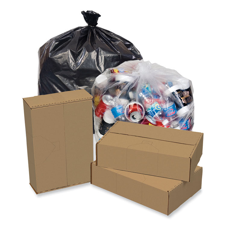 Eco Strong Plus Can Liners, 33 gal, 1 mil, 33" x 39", Black, Perforated Roll, 150/Carton