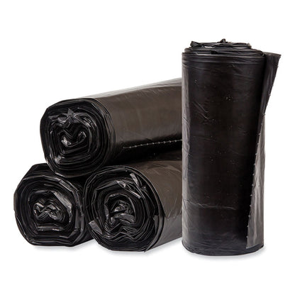 Eco Strong Plus Can Liners, 33 gal, 1 mil, 33" x 39", Black, Perforated Roll, 150/Carton
