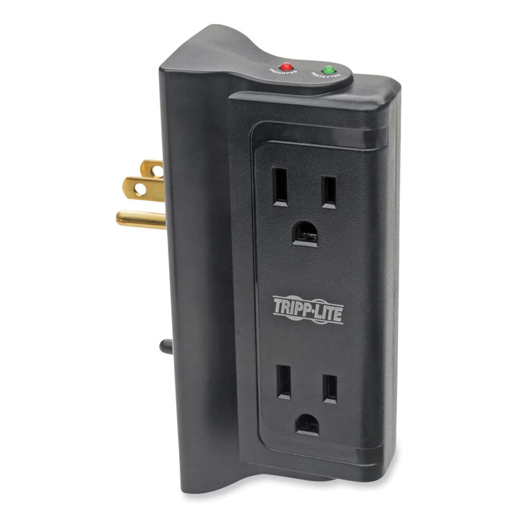 Protect It! Four-Outlet Direct Plug-In Surge Suppressor , 4 AC Outlets, 720 J, Black