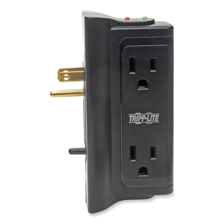Protect It! Four-Outlet Direct Plug-In Surge Suppressor , 4 AC Outlets, 720 J, Black