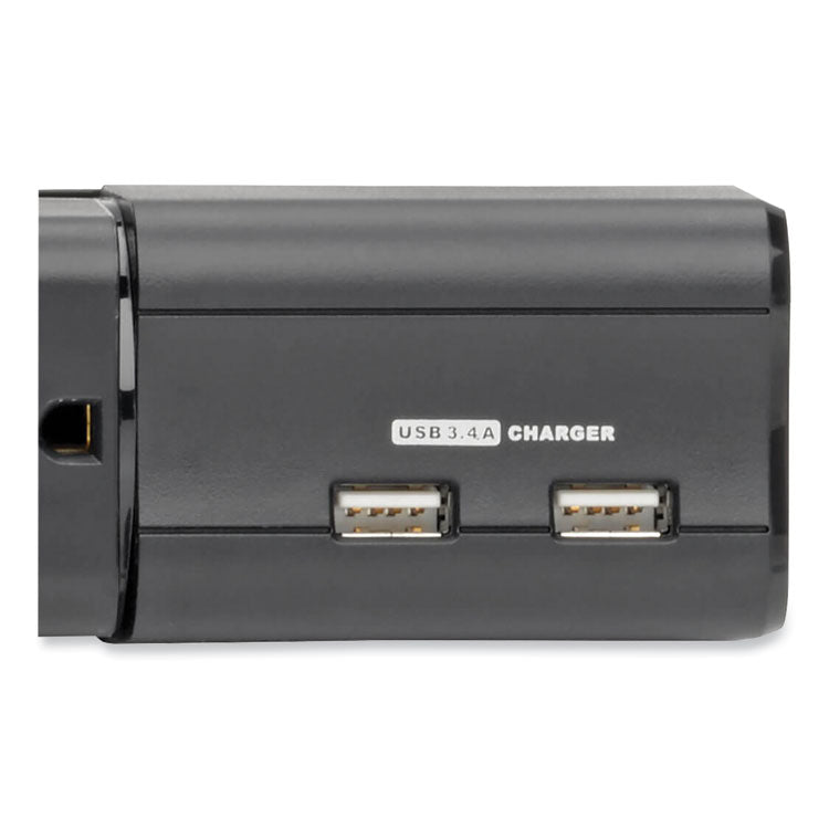 Protect It! Surge Suppressor, 6 AC Outlets/2 USB Ports, 8 ft Cord, 1,080 J, Black