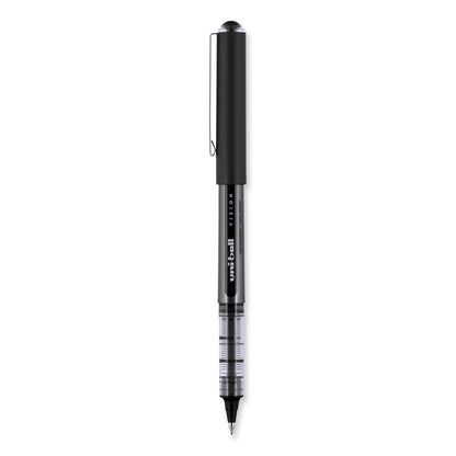 VISION Rollerball Pen, Stick, Bold 1 mm, Black Ink, Gray/Black/Clear Barrel, Dozen