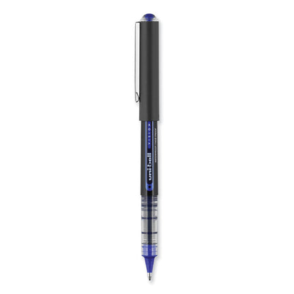 VISION Rollerball Pen, Stick, Bold 1 mm, Blue Ink, Black/Blue/Clear Barrel, Dozen