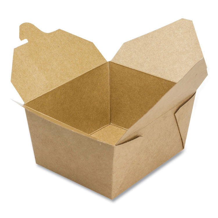 Reclosable Kraft Take-Out Box, 30 oz, 5.06 x 4.27 x 2.4, Brown, Paper, 450/Carton