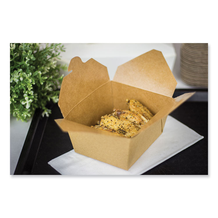 Reclosable Kraft Take-Out Box, 30 oz, 5.06 x 4.27 x 2.4, Brown, Paper, 450/Carton