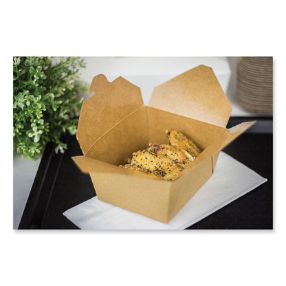 Reclosable Kraft Take-Out Box, 30 oz, 5.06 x 4.27 x 2.4, Brown, Paper, 450/Carton