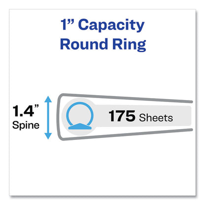 Flexible View Binder with Round Rings, 3 Rings, 1" Capacity, 11 x 8.5, Blue