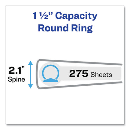 Flexi-View Binder with Round Rings, 3 Rings, 1.5" Capacity, 11 x 8.5, Navy Blue