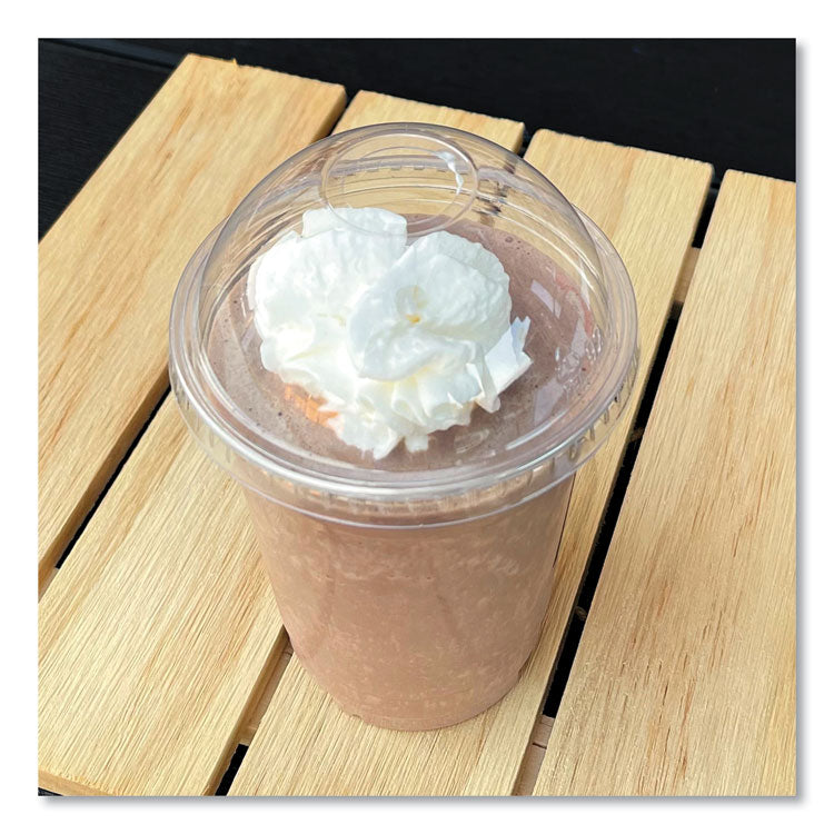 PET Cold Cup Dome Lids, Fits 9 oz Squat/12 oz Cold Cups, Plastic, Clear, 1,000/Carton