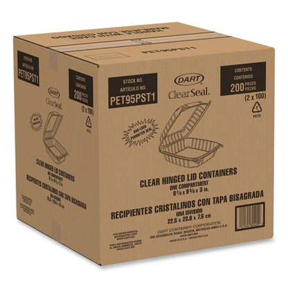 ClearSeal Hinged-Lid Plastic Containers, 9.3 x 8.83 x 3, Clear, 200/Carton
