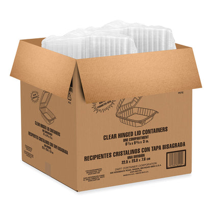 ClearSeal Hinged-Lid Plastic Containers, 9.3 x 8.83 x 3, Clear, 200/Carton