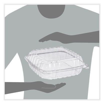 ClearSeal Hinged-Lid Plastic Containers, 9.3 x 8.83 x 3, Clear, 200/Carton