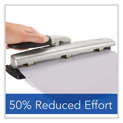 12-Sheet LightTouch Desktop Two- to Three-Hole Punch, 9/32" Holes, Black/Silver