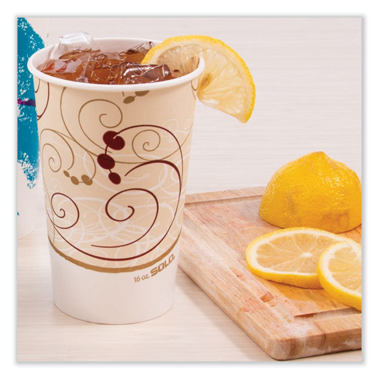Double Sided Poly Paper Cold Cups, 16 oz, Symphony Design, 50/Sleeve, 20 Sleeves/Carton