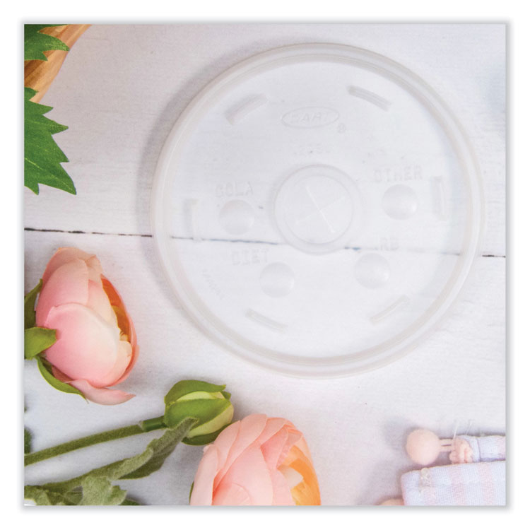 Cold Cup Lids, Fits 8 oz to 32 oz Cold Cups/Containers, Plastic, Translucent, 100/Sleeve, 10 Sleeves/Carton