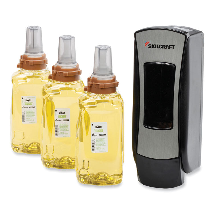 8520017027811, SKILCRAFT Citrus Ginger Foam Hand and Showerwash Starter Kit, 1,250 mL, 4.64 x 3.98 x 11.89, Black/Silver