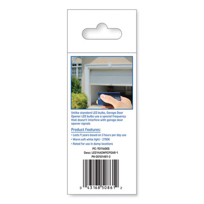 LED Soft White A19 Garage Door Opener Bulb, 14 W, Soft White