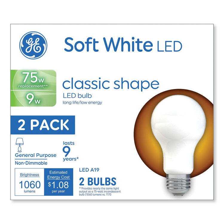 Classic LED SW Non-Dim A19 Light Bulb, 9 W, Soft White, 2/Pack