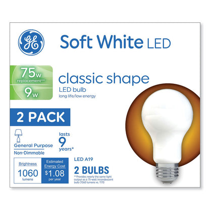 Classic LED SW Non-Dim A19 Light Bulb, 9 W, Soft White, 2/Pack
