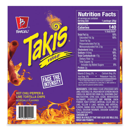 Fuego, Hot Chili Pepper and Lime, 1 oz Bags, 46 Bags/Carton