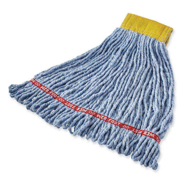 Web Foot BLEND SHRINKLESS Mop Head, Cotton/Synthetic, Small, Blue, 6/Carton