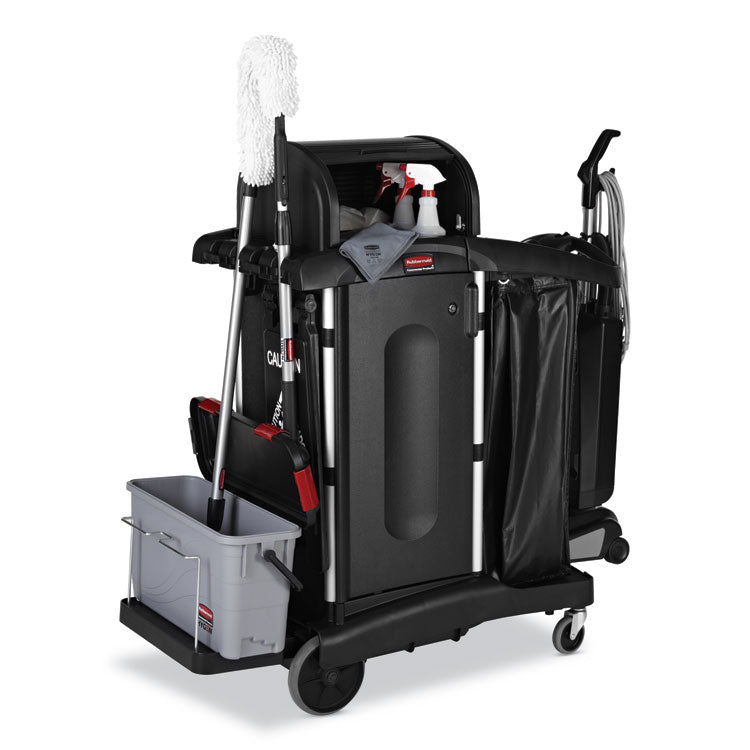 Executive Janitorial Cleaning Cart Locking Cabinet Door Kit, Black