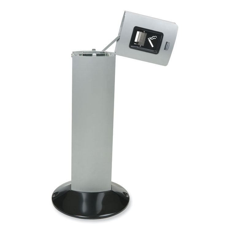 Metropolitan Smokers' Station, Weighted Base, 1.6 gal, Galvanized Liner, 16.8 dia x 42.8h, Black
