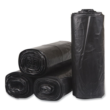 Low-Density Commercial Can Liners, 60 gal, 1.5 mil, 38" x 58", Black, Interleaved Roll, 20 Bags/Roll, 5 Rolls/Carton