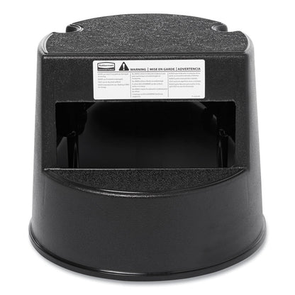Rolling Step Stool, Curved Design, 2-Step, Retracting Casters, 350 lb Capacity, 16" Diameter x 13.5"h, Beige